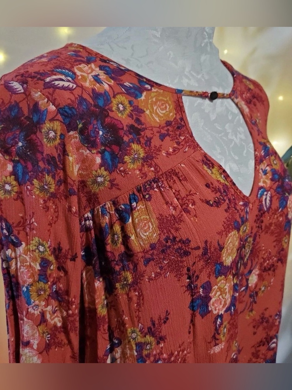 American Eagle Outfitters Floral Multicolor Boho Peasant Blouse Women’s Medium - Picture 2 of 12